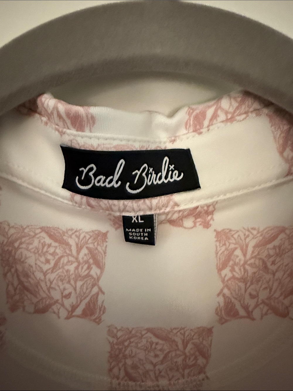 Bad Birdie Pink and White Check Polo - Picture 2 of 4